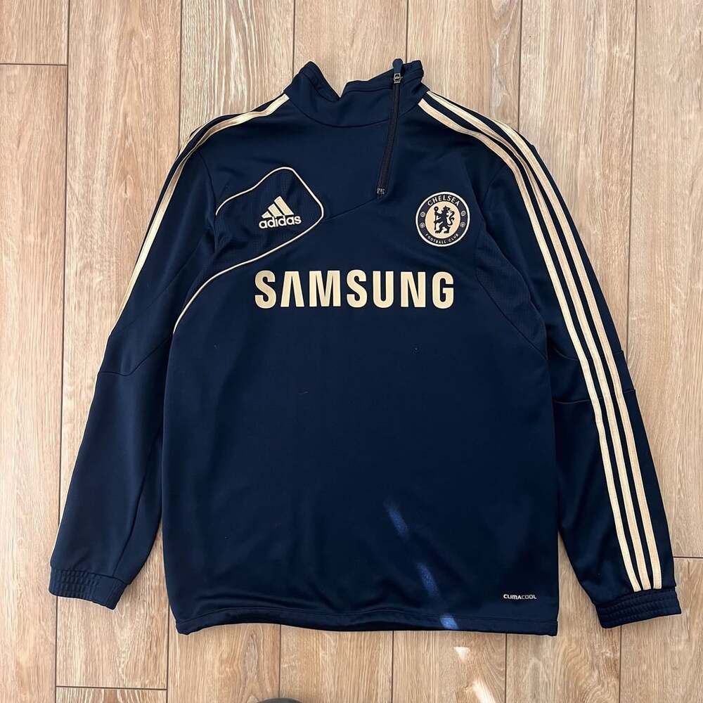 Adidas Chelsea Football Training Top 1/4 Zip Blue Gold